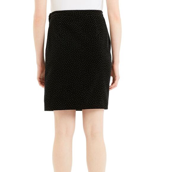 THEORY Women’s Dot Pleated Wrap Skirt Black Velvet Size 0 - Picture 3 of 14